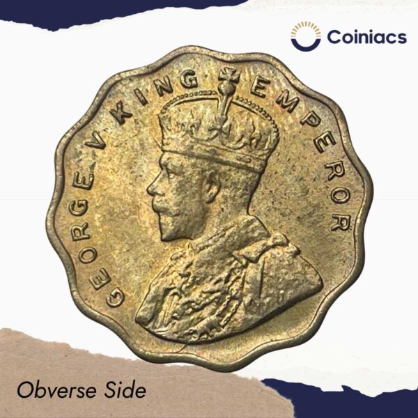 1 Anna George V King Emperor 1936 Cupro-Nickel Coin, British India Uniform Coinage, UNC. - Image 2