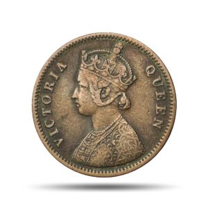 Quarter Anna Victoria Queen 1862 Copper Coin, British India Uniform Coinage, Collectible.