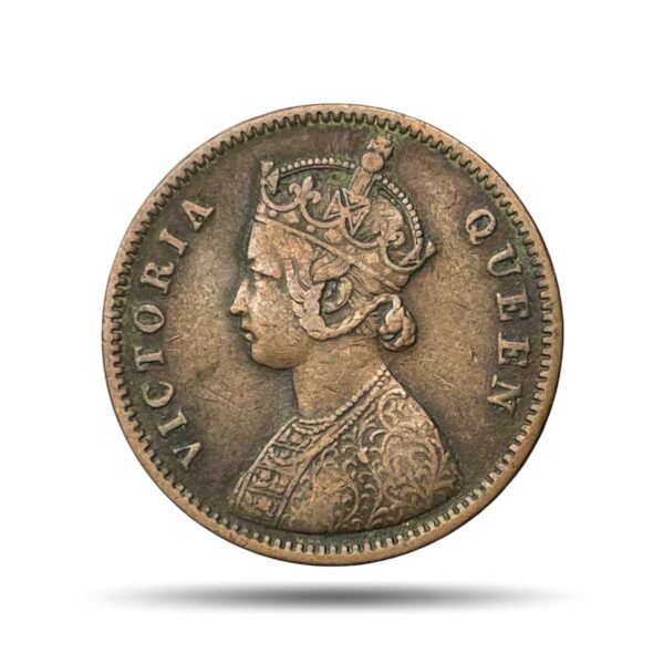 Quarter Anna Victoria Queen 1862 Copper Coin, British India Uniform Coinage, Collectible.