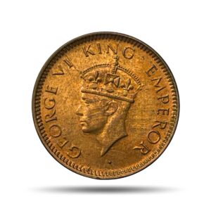 Scarce 1/12 Anna George VI King Emperor 1939 Mature Head (Head Type 2) Bombay Mint Bronze Coin, British India Uniform Coinage, UNC.