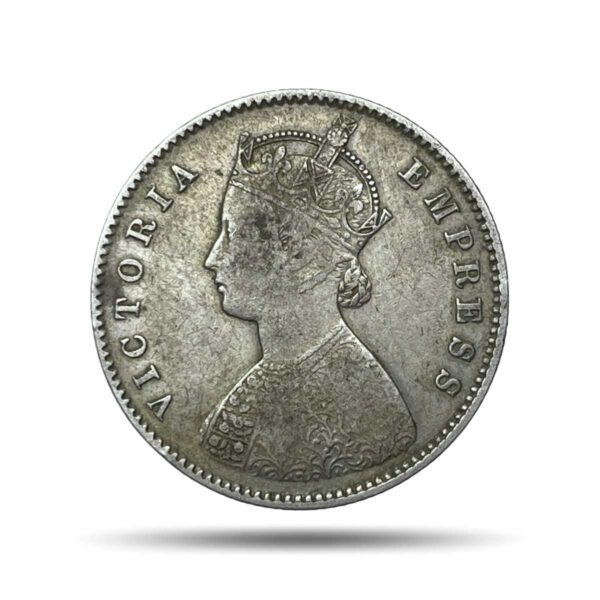 Rare Half Rupee Victoria Empress 1897 Calcutta Mint 'C' incuse (Obv-A, Rev-I) Silver Coin, British India Uniform Coinage, Collectible. - Image 2