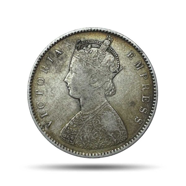 Rare Half Rupee Victoria Empress 1892 Calcutta Mint 'C' incuse (Obv-A, Rev-I) Silver Coin, British India Uniform Coinage, Collectible. - Image 2