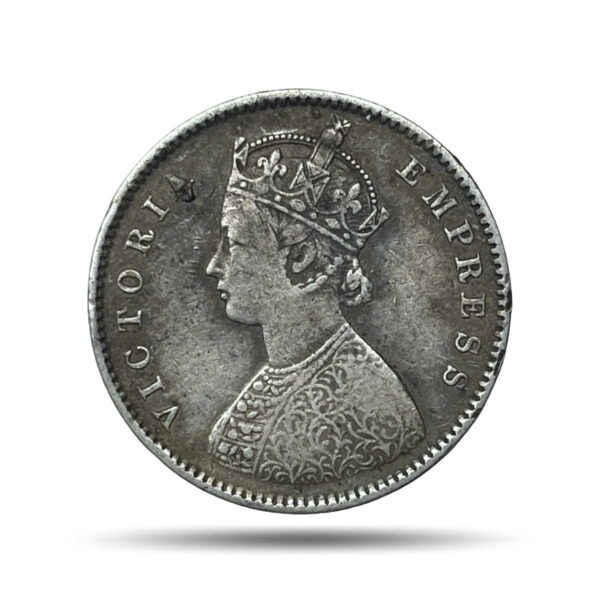 Rare Half Rupee Victoria Empress 1894 Bombay Mint 'B' Incused ( Obv-A, Rev-I) Silver Coin, British India Uniform Coinage, Collectible. - Image 2