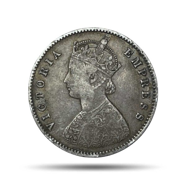 Rare Half Rupee Victoria Empress 1898 Calcutta Mint 'C' incuse (Obv-A, Rev-I) Silver Coin, British India Uniform Coinage, Collectible. - Image 2