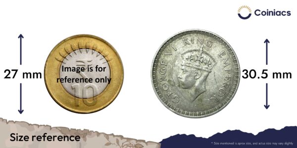 Scarce One Rupee George VI King Emperor 1943 Bombay Mint Silver Coin, British India Uniform Coinage, Collectible. - Image 4