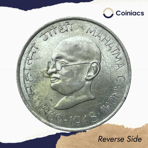 Scarce 10 Rupees Mahatma Gandhi 1869-1948 (1969) Calcutta Mint Commemorative Silver Coin, Republic India Decimal Series, UNC - Image 3