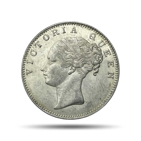 UNC Scarce One Rupee Victoria Queen 1840 Continuous Legend Silver Coin, British India Uniform Coinage, UNC.