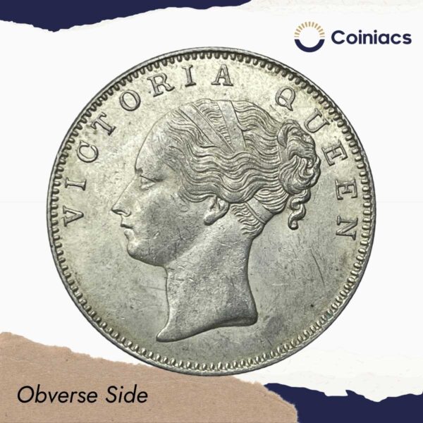 UNC Scarce One Rupee Victoria Queen 1840 Continuous Legend Silver Coin, British India Uniform Coinage, UNC. - Image 2