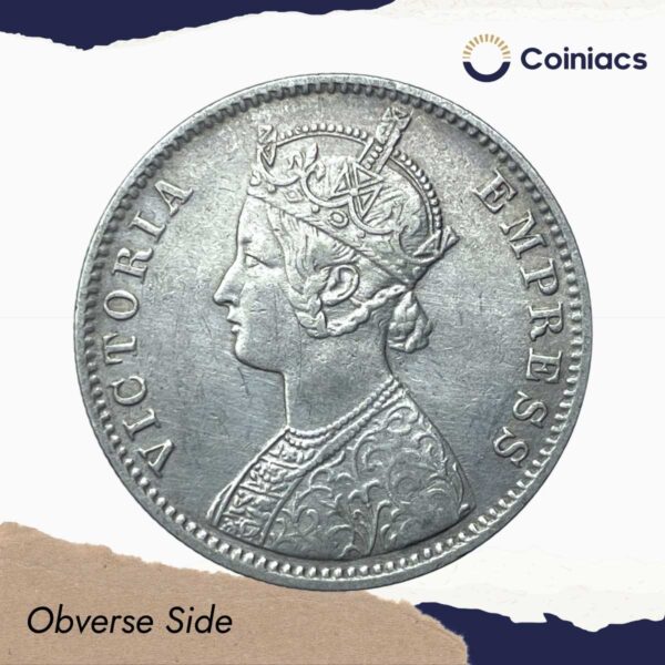 One Rupee Victoria Empress 1901 Calcutta Mint 'C' incuse Silver Coin, British India Uniform Coinage, Collectible. - Image 2