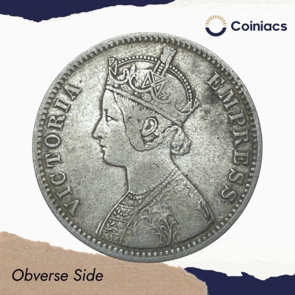 One Rupee Victoria Empress 1901 Calcutta Mint 'C' incuse Silver Coin, British India Uniform Coinage, Collectible. - Image 2