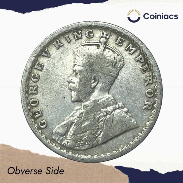 Half Rupee George V King Emperor 1921 Calcutta Mint Silver Coin, British India Uniform Coinage, Collectible. - Image 2