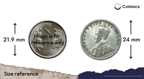 Half Rupee George V King Emperor 1921 Calcutta Mint Silver Coin, British India Uniform Coinage, Collectible. - Image 4
