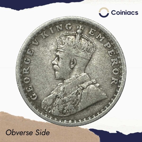 Half Rupee George V King Emperor 1914 Bombay Mint Silver Coin, British India Uniform Coinage, Collectible. - Image 2