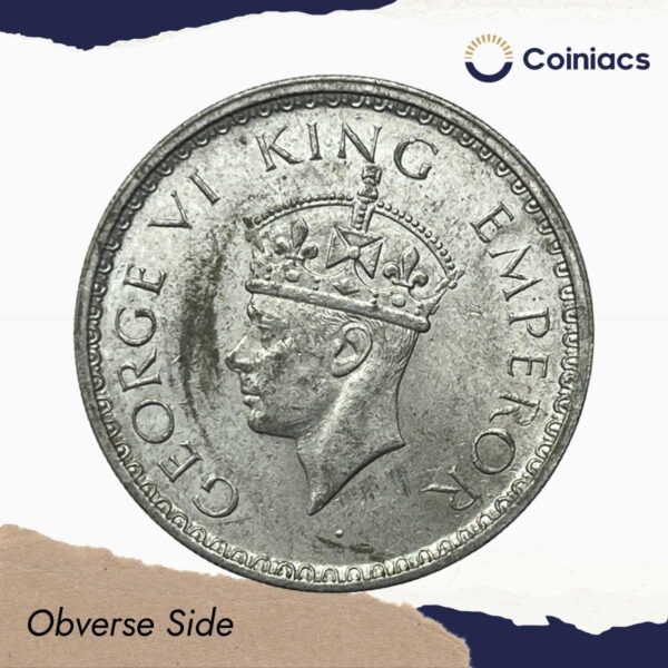 Half Rupee George VI King Emperor 1941 Bombay Mint Silver Coin, British India Uniform Coinage, UNC. - Image 2
