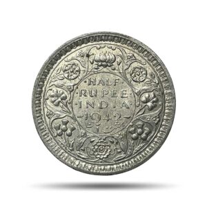 Half Rupee George VI King Emperor 1942 Bombay Mint Silver Coin, British India Uniform Coinage, UNC.