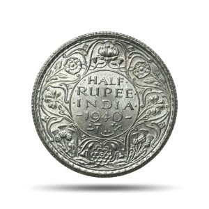 Half Rupee George VI King Emperor 1940 Calcutta Mint Silver Coin, British India Uniform Coinage, UNC.