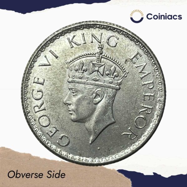 Half Rupee George VI King Emperor 1940 Calcutta Mint Silver Coin, British India Uniform Coinage, UNC. - Image 2