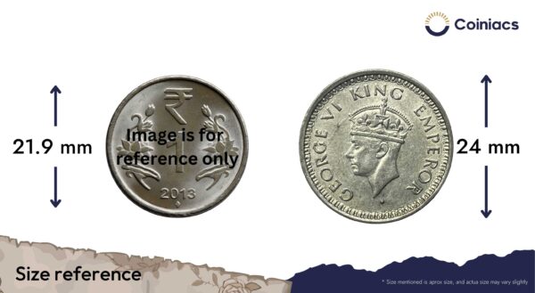 1/4 Rupee George VI King Emperor 1944 Bombay Mint Silver Coin, British India Uniform Coinage, UNC. - Image 4