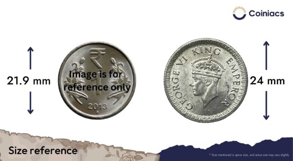 1/4 Rupee George VI King Emperor 1942 Calcutta Mint Silver Coin, British India Uniform Coinage, UNC. - Image 4