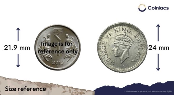 1/4 Rupee George VI King Emperor 1943 Calcutta Mint Silver Coin, British India Uniform Coinage, UNC. - Image 4
