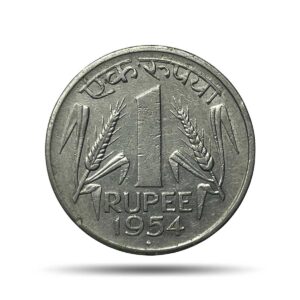 Scarce One Rupee Anna Series 1954 (Key Date) Bombay Mint Nickel Coin, Republic India Anna Series, XF.