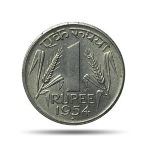 Scarce One Rupee Anna Series 1954 (Key Date) Bombay Mint Nickel Coin, Republic India Anna Series, UNC.