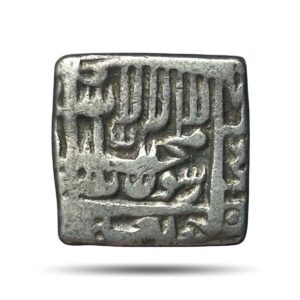 One Rupee Mughal Emperor Jalal-ud-Din Muhammad Akbar (Reign 1556-1605 CE) (Square Rupee) Silver Rupee, Mughal Empire, Collectible.