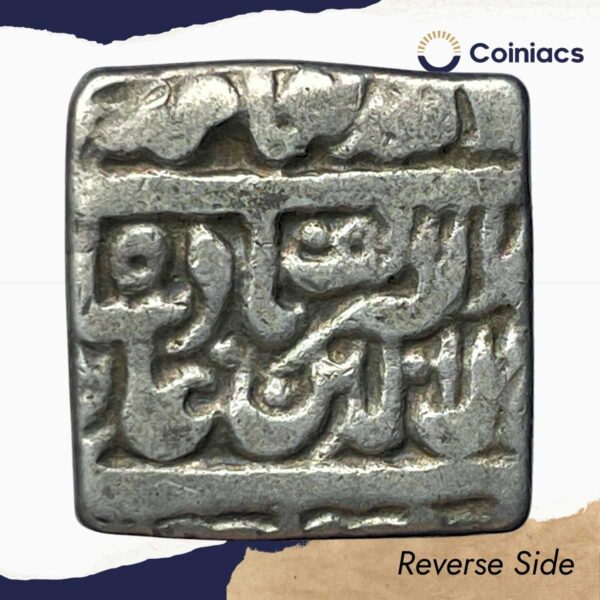 One Rupee Mughal Emperor Jalal-ud-Din Muhammad Akbar (Reign 1556-1605 CE) (Square Rupee) Silver Rupee, Mughal Empire, Collectible. - Image 3