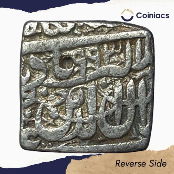 One Rupee Mughal Emperor Jalal-ud-Din Muhammad Akbar 993 AH (1584-85 CE)(Reign 1556-1605 CE) (Square Rupee) Silver Rupee, Mughal Empire, Collectible. - Image 3