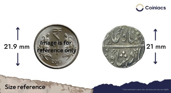 One Rupee Anand Rao INO Shah Allam II RY 5X (1808 CE) Silver Coin, Princely State of Baroda, XF. - Image 4