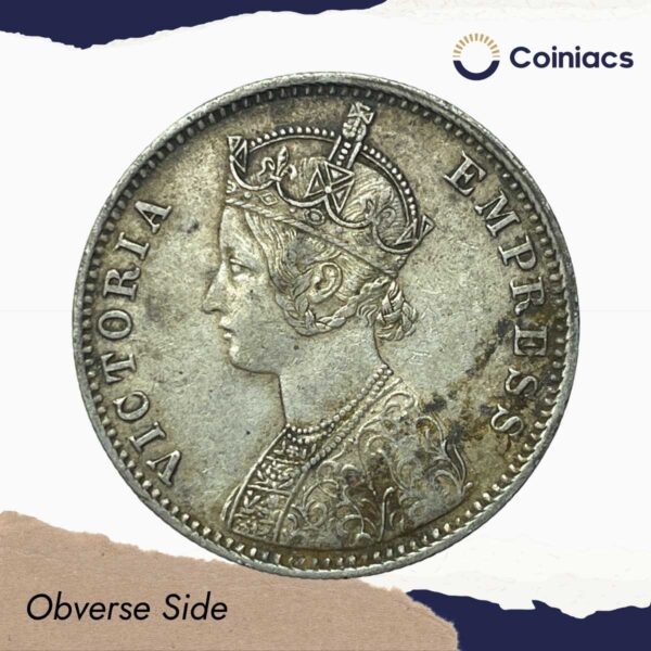 One Rupee Victoria Empress 1900 Calcutta Mint 'C' incuse (Obv C3, Rev I(i) ) Silver Coin, British India Uniform Coinage, Collectible. - Image 2