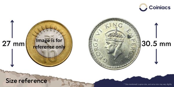 Scarce One Rupee George VI King Emperor 1944 Bombay Mint Diamond Mark (Obv C, Rev III) Silver Coin, British India Uniform Coinage, UNC. - Image 4