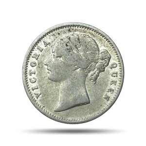 Scarce Half Rupee Victoria Queen Divided Legend 1840 CE .W.W Incused 24 Berries Silver coin, British India Uniform Coinage, Fine