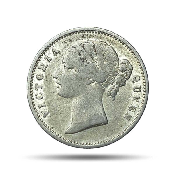 Scarce Half Rupee Victoria Queen Divided Legend 1840 CE .W.W Incused 24 Berries Silver coin, British India Uniform Coinage, Fine