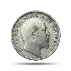 Scarce Half Rupee Edward VII 1910 Calcutta Mint Silver Coin, British India Uniform Coinage, Collectible.
