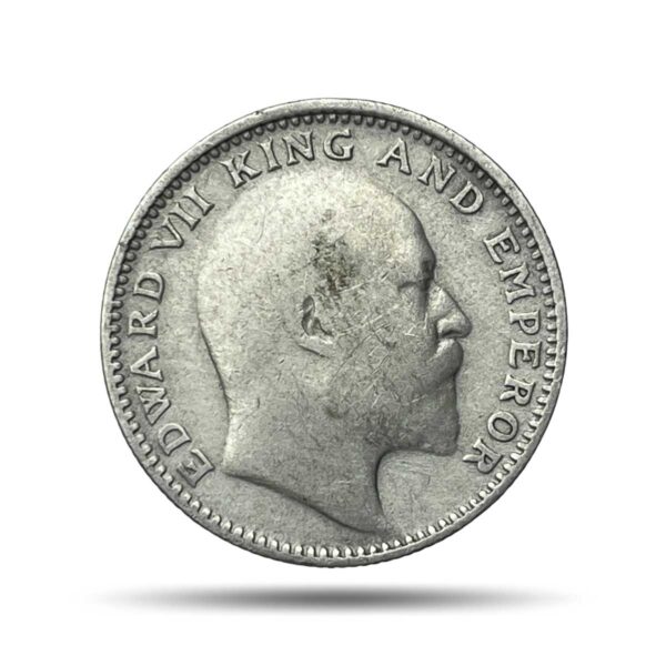 Scarce Half Rupee Edward VII 1910 Calcutta Mint Silver Coin, British India Uniform Coinage, Collectible.