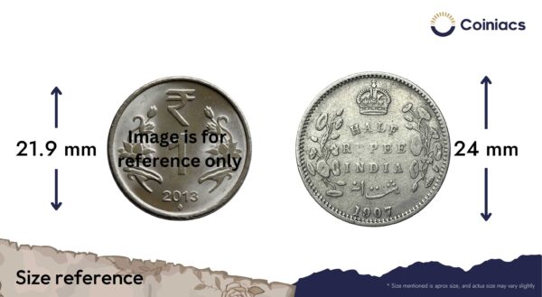 Scarce Half Rupee Edward VII 1910 Calcutta Mint Silver Coin, British India Uniform Coinage, Collectible. - Image 4