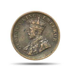 Quarter Anna George V King Emperor 1911 Calcutta Mint Bronze Coin, British India Uniform Coinage, Collectible.