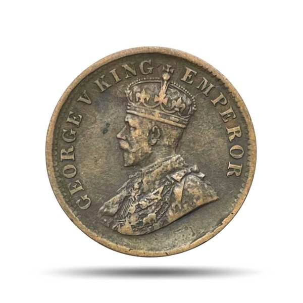 Quarter Anna George V King Emperor 1911 Calcutta Mint Bronze Coin, British India Uniform Coinage, Collectible.