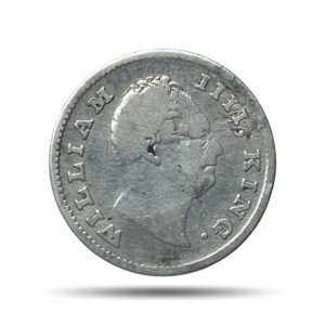 Scarce 1/4 Rupee William IIII King 1835 CE (Obv A, Rev II) 19 Berries (10L +9R ) Calcutta Mint Silver coin, British India Uniform Coinage, Collectible.