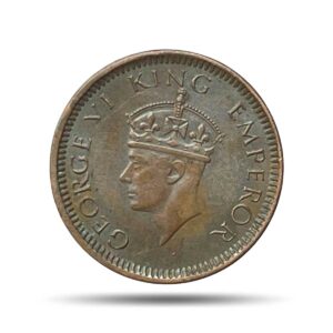 1/12 Anna George VI King & Emperor Scarce 1942 (Key Date) Bombay Mint Bronze Coin, British India Uniform Coinage, UNC.