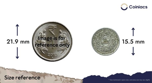 2 Annas Mir Usman Ali Khan RY 37 1366 AH (1946-47 CE) Nickel Old Coin, Princely State of Hyderabad, Collectible. - Image 4