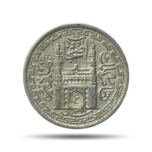 2 Annas Mir Usman Ali Khan RY 37 1366 AH (1946-47 CE) Nickel Old Coin, Princely State of Hyderabad, Collectible.