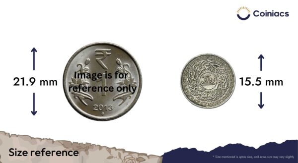 2 Annas Mir Usman Ali Khan RY 37 1366 AH (1946-47 CE) Nickel Old Coin, Princely State of Hyderabad, Collectible. - Image 2