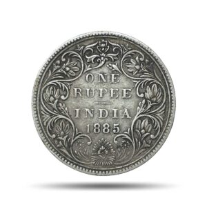 One Rupee Victoria Empress 1885 Silver Coin, British India Uniform Coinage, Collectible.