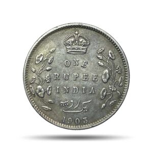 One Rupee Edward VII King & Emperor 1903 CE Calcutta Mint Silver Coin, British India Uniform Coinage, Collectible.