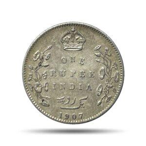 One Rupee Edward VII King & Emperor 1907 CE Bombay Mint Silver Coin, British India Uniform Coinage, Collectible.