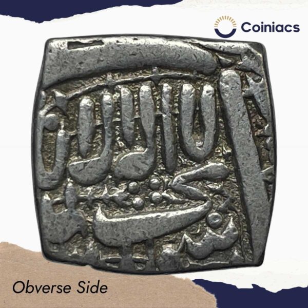One Rupee Mughal Emperor Jalal-ud-Din Muhammad Akbar(Reign 1556-1605 CE) (Square) Silver Rupee, Mughal Empire, Collectible. - Image 2