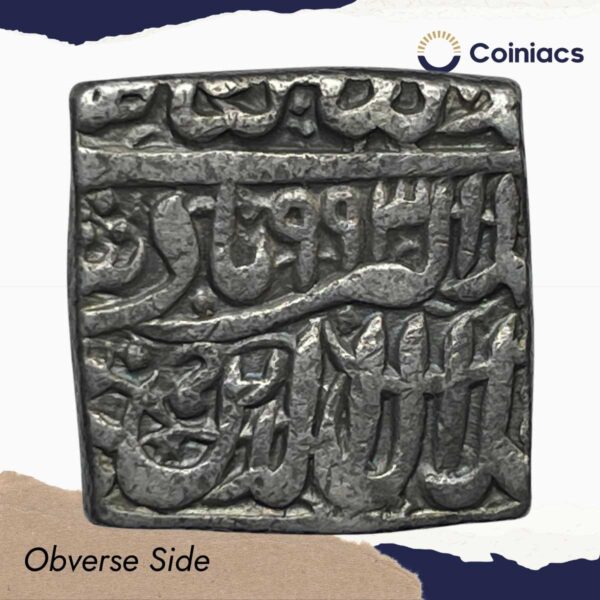 One Rupee Mughal Emperor Jalal-ud-Din Muhammad Akbar 993 AH (Reign 1556-1605 CE) (Square) Silver Rupee, Mughal Empire, Collectible. - Image 2