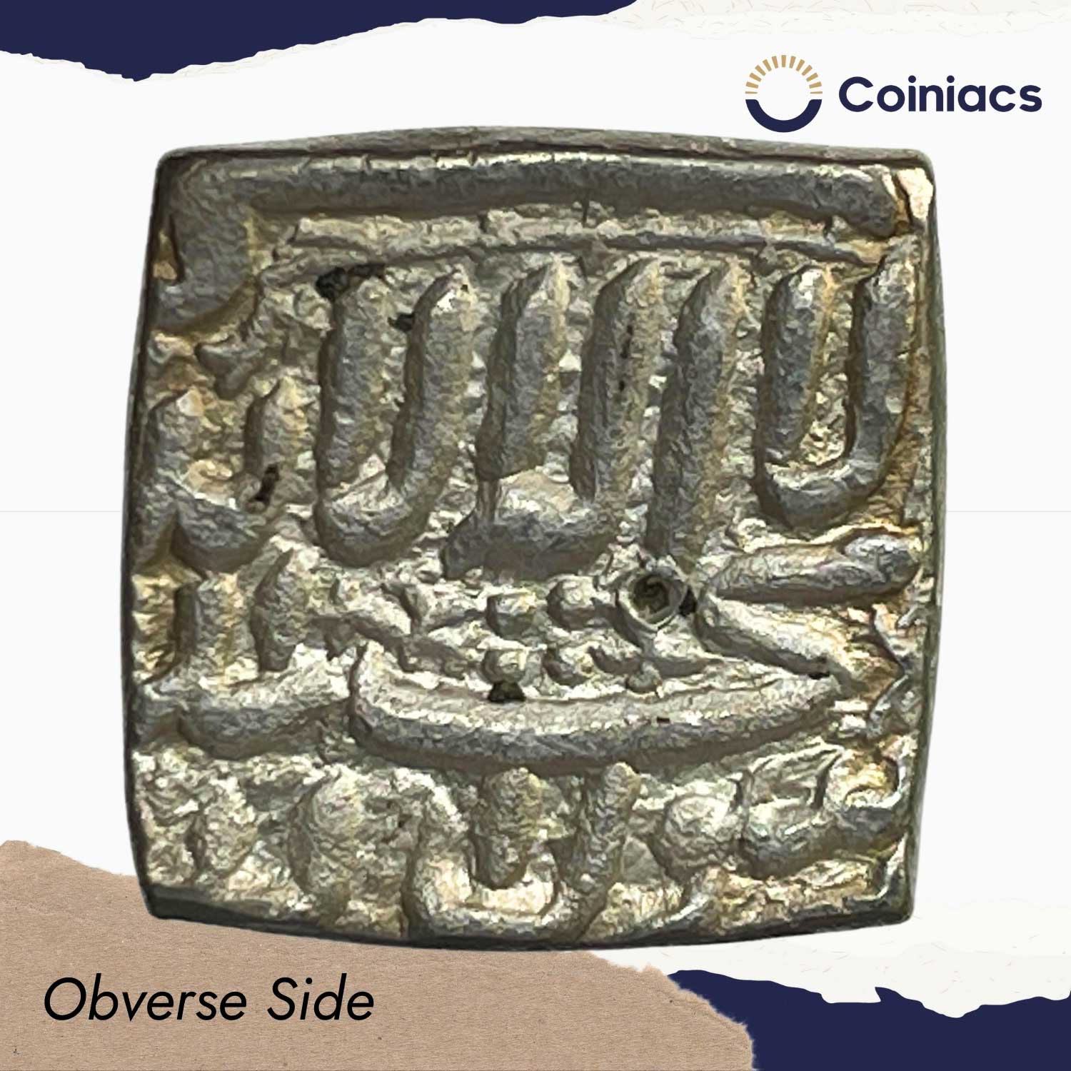 One Rupee Mughal Emperor Jalal-ud-Din Muhammad Akbar (Reign 1556-1605 CE) (Square Rupee) Silver Rupee, Mughal Empire, XF+. - Image 2